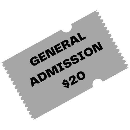 General Admission Ticket graphic reading the price ($20).